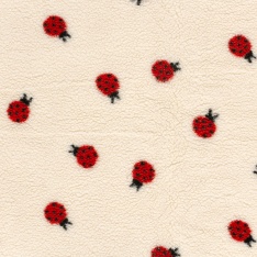 Sherpa Fleece tissu jacquard coccinelle fond blanc cassé