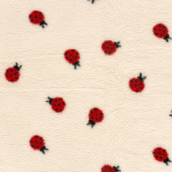 Sherpa Fleece tissu jacquard coccinelle fond crème