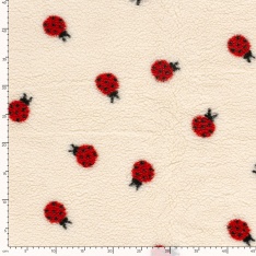 Sherpa Fleece tissu jacquard coccinelle fond blanc cassé