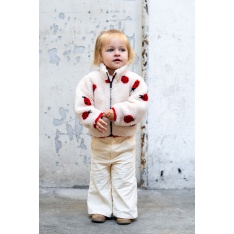 Sherpa Fleece tissu jacquard coccinelle fond blanc cassé