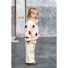 Sherpa Fleece tissu jacquard coccinelle fond blanc cassé