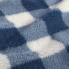 Sherpa Fleece tissu jacquard grand vichy marine fond blanc cassé