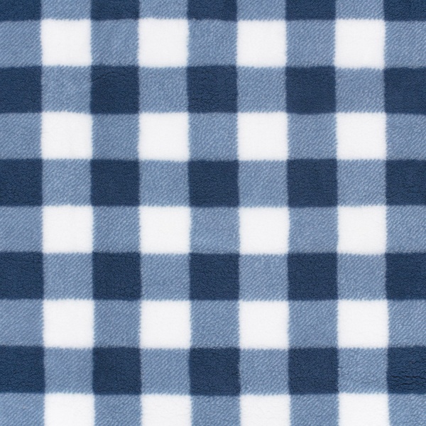 Sherpa Fleece tissu jacquard grand vichy marine fond blanc cassé