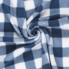 Sherpa Fleece tissu jacquard grand vichy marine fond blanc cassé