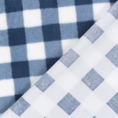 Sherpa Fleece tissu jacquard grand vichy marine fond blanc cassé