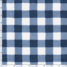 Sherpa Fleece tissu jacquard grand vichy marine fond blanc cassé