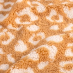 Sherpa Fleece tissu jacquard grand vichy caramel fond blanc cassé