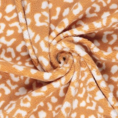 Sherpa Fleece tissu jacquard grand vichy caramel fond blanc cassé