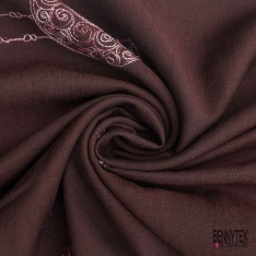 Coupon 3m viscose voile bison brodé lune étoile camaïeu de rose