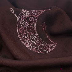 Coupon 3m viscose voile bison brodé lune étoile camaïeu de rose