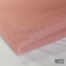 Coupon 3m tulle rigide anti feu uni vieux rose
