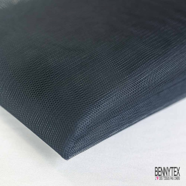 Coupon 3m tulle rigide anti feu uni bleu nuit