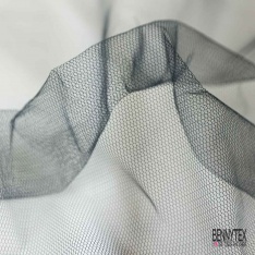 Coupon 3m tulle rigide anti feu uni bleu nuit