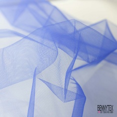 Coupon 3m tulle rigide anti feu uni bleu électrique