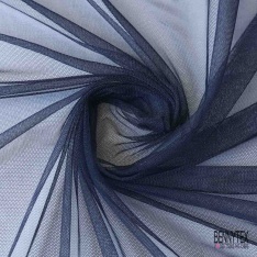 Coupon 3m tulle souple anti feu uni bleu nuit