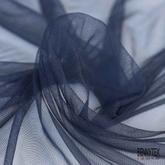 Coupon 3m tulle souple anti feu uni bleu nuit