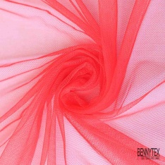 Coupon 3m tulle souple anti feu uni rouge