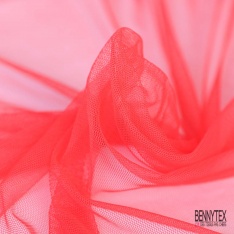 Coupon 3m tulle souple anti feu uni rouge