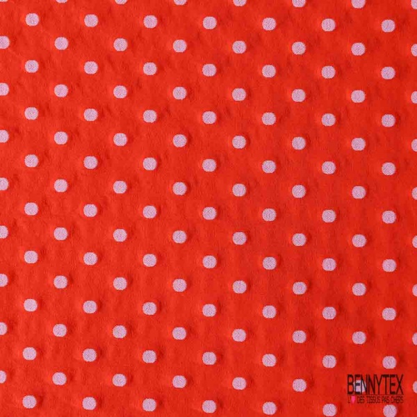 Polyamide élasthanne lingerie motif pois blanc fond orange vif