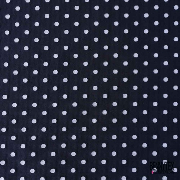 Polyamide élasthanne lingerie motif pois blanc fond marine