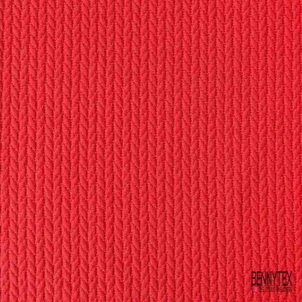 Maille gaufrée motif jersey tricotée orange mandarin lurex rouge