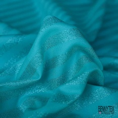 Jacquard imprimé grosse rayure horizontale fushia paillette rose