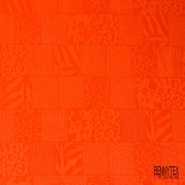 Polyamide élasthanne lingerie motif damier peau de bête ton sur ton mandarine