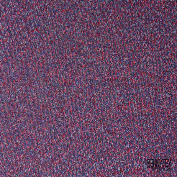 Jacquard imprimé chiné bleu rouge blanc noir