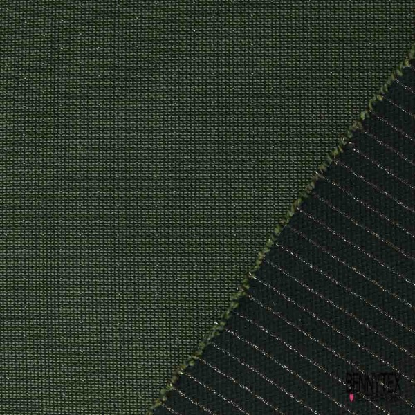 Jacquard imprimé plumetis lurex or fond texturé kaki noir