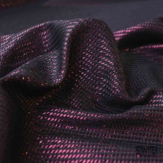 Jacquard imprimé plumetis lurex or fond texturé kaki noir