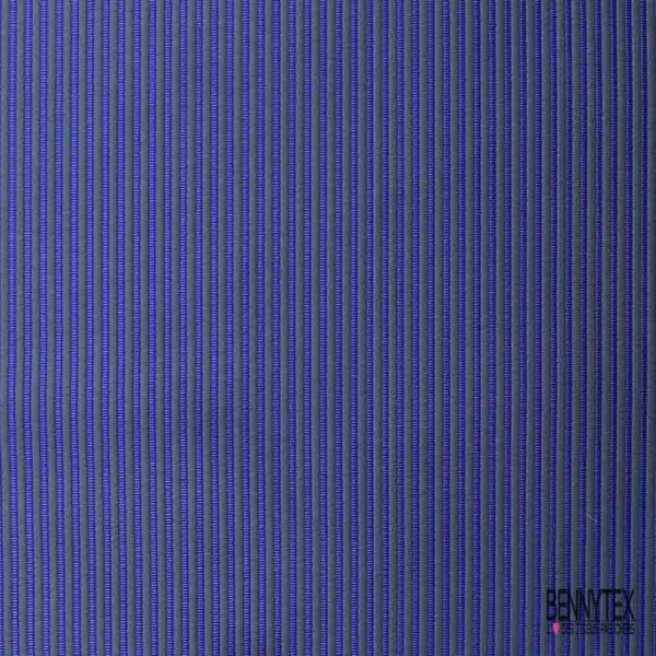 Jacquard imprimé rayure texturée verticale anthracite bleu électrique satinée