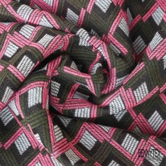 Jacquard imprimé rayure horizontale noir bleu roi lurex noir bleu