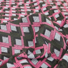 Jacquard imprimé rayure horizontale noir bleu roi lurex noir bleu