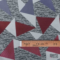 Jacquard laine imprimé losange fantaisie rose noir blanc kaki