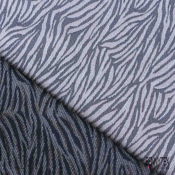 Jacquard imprimé zébrure noir beige pastel lurex cuivre