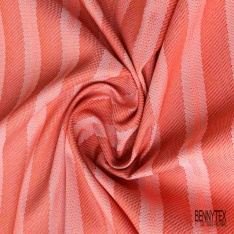 Jacquard sergé floral japonisant turquoise bleu ciel givré