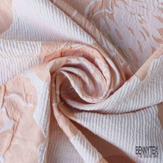 Jacquard motif rayure horizontale orange brûlée corail lurex or