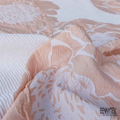 Jacquard motif rayure horizontale orange brûlée corail lurex or