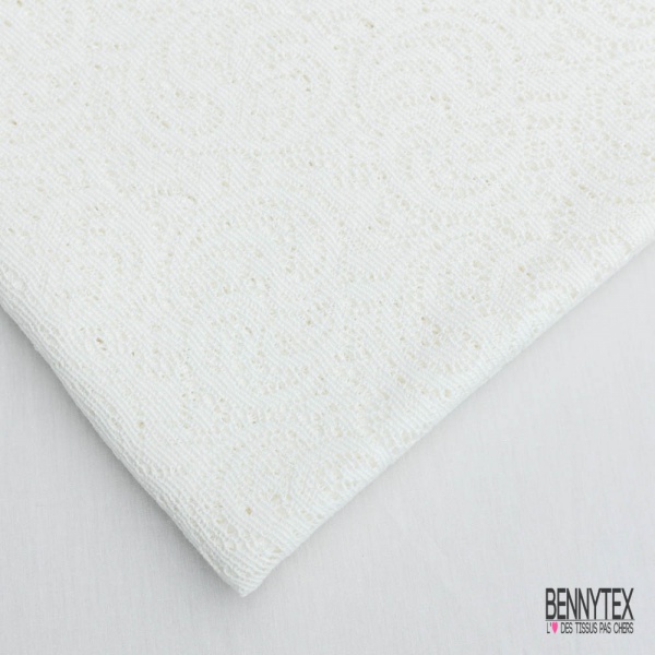 Coupon 3m Guipure coton motif cachemire blanc discret