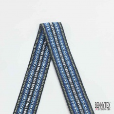 Bande élastique fantaisie motif amérindien fond noir