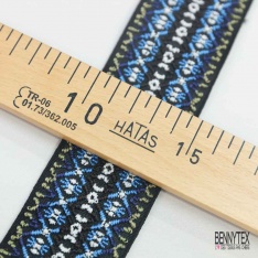 Bande élastique fantaisie motif amérindien fond noir