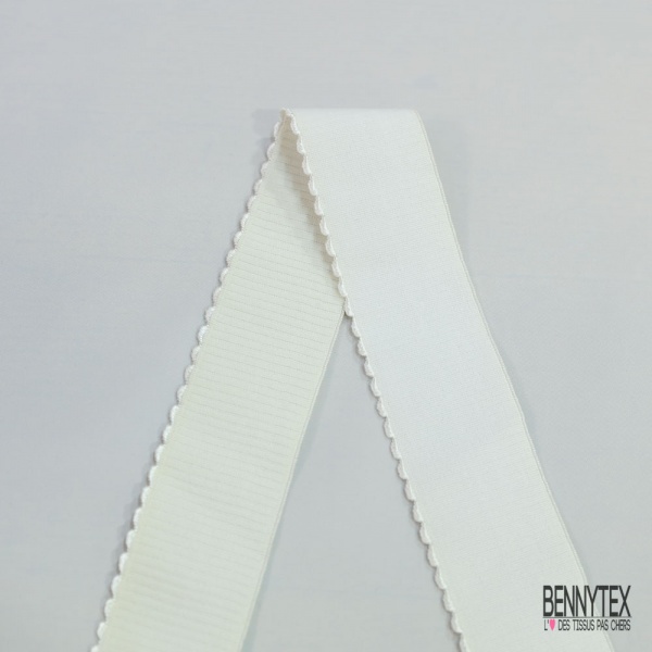 Bande élastique festonnée uni blanc discret