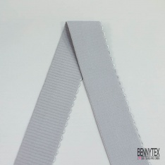 Bande élastique festonnée uni gris clair