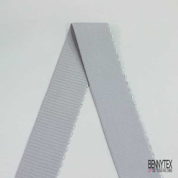 Bande élastique festonnée uni gris clair