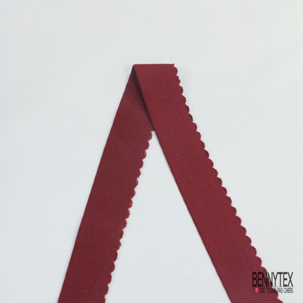 Bande élastique festonnée uni bordeaux