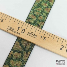 Bande élastique motif léopard noir cappuccino lurex anis