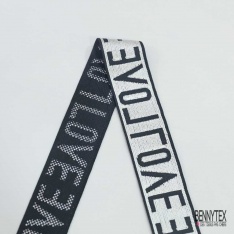 Ruban maille fixe transfert LOVE blanc fond noir