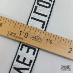 Ruban maille fixe transfert LOVE blanc fond noir