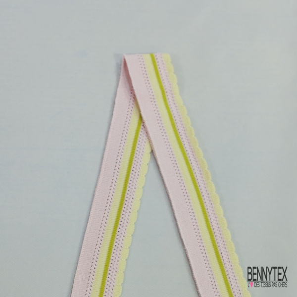 Bande bord cote festonnée anis rose pastel jaune pastel ajourée