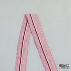 Bande bord cote festonnée lurex rose framboise blanc rose ajourée